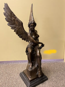 Bronze Angel with Wings Outstretched Sculpture