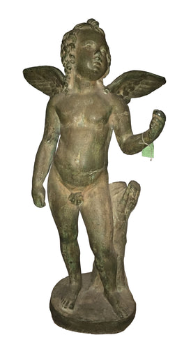 Bronze Boy Angel Sculpture With Wings Outstretched