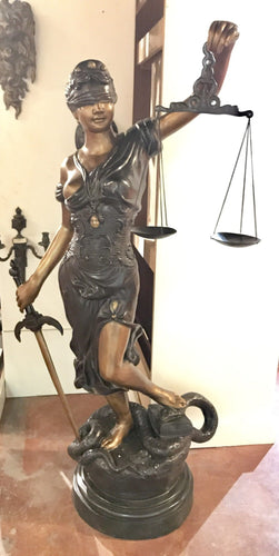 Large Bronze Blind Justice Statue 60