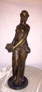 Classical Fall Woman with Basket of Fruit Bronze Sculpture