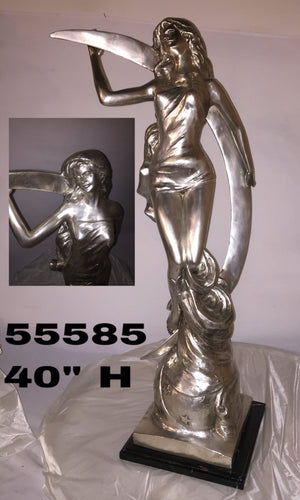 Lady on Crescent Moon Bronze Sculpture