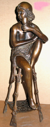 1920s Art Deco Woman with Her Champagne Glass Bronze Sculpture