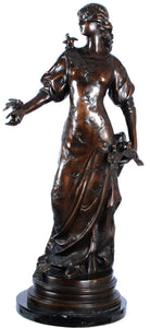 Bronze Woman with Birds Bronze Sculpture
