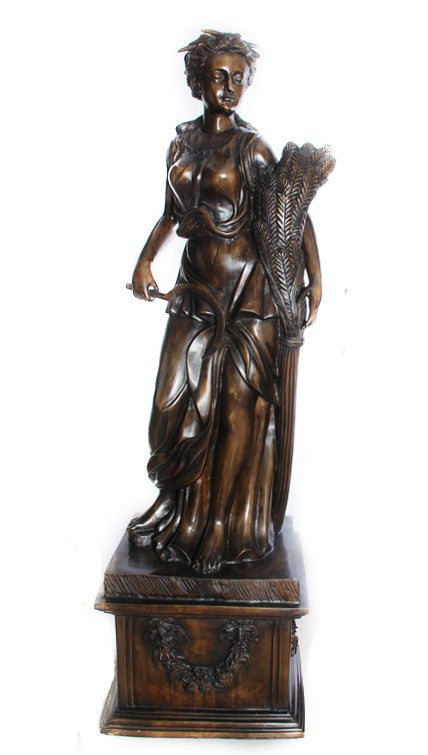 Summer Season Woman with Sickle and Wheat Bronze Sculpture