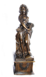 Fall Season Woman with Fruits and Pot of Plant Bronze Sculpture