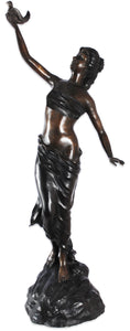 Elegant Lady with Dove Bronze Sculpture