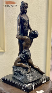 Salammbô chez Matho (Matho kneeling before Salammbo) Bronze Sculpture