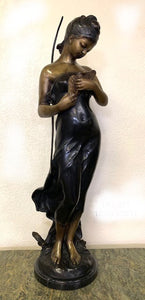 Goddess Diana with a Bird Bronze Sculpture