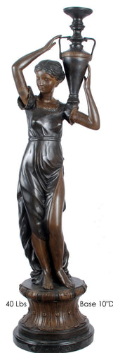 Young Woman Carrying Vase Bronze Sculpture