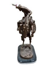 Load image into Gallery viewer, Bronze Bronco Buster Cowboy Statue - 31”H