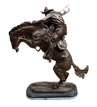 Load image into Gallery viewer, Bronze Bronco Buster Cowboy Statue - 31”H