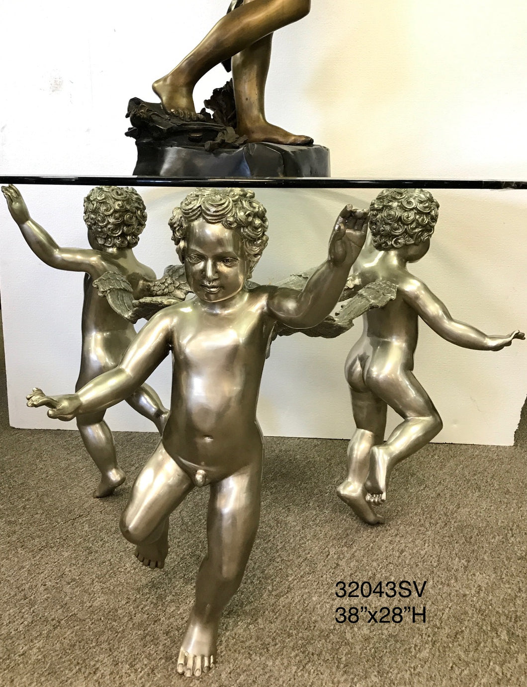 Large Bronze Cherub Table Base Sculpture