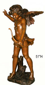 Large Bronze Cupid Statue with Bow