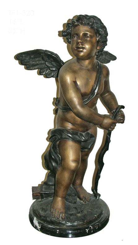 Bronze Cupid Statue with Bow Sculpture