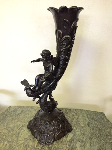 Bronze Cornucopia with Fairy Figure