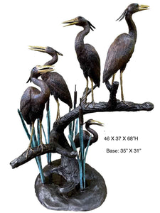 Life Size Heron Bronze Fountain Sculpture on Base