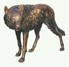 Load image into Gallery viewer, Standing Stalking Bronze Wolf Sculpture