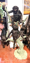 Load image into Gallery viewer, Bronze Monkeys Statues on a Tree