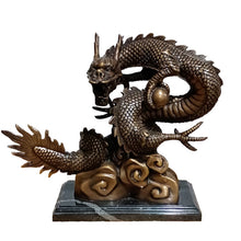 Load image into Gallery viewer, Bronze Asian Dragon with Orb Sculpture