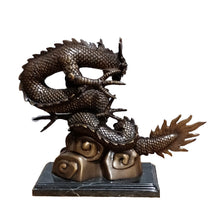 Load image into Gallery viewer, Bronze Asian Dragon with Orb Sculpture