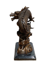 Load image into Gallery viewer, Bronze Asian Dragon with Orb Sculpture