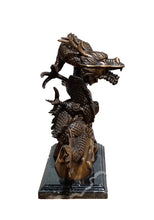 Load image into Gallery viewer, Bronze Asian Dragon with Orb Sculpture