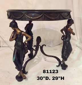 Bronze Classical Women Table Sculpture with Granite Top