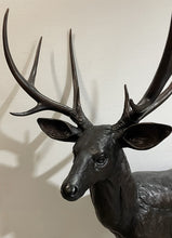 Load image into Gallery viewer, Bronze Life Size Whitetail Buck and Doe Statues Pair
