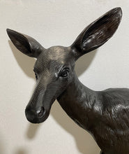 Load image into Gallery viewer, Bronze Life Size Whitetail Buck and Doe Statues Pair