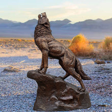 Load image into Gallery viewer, Life Size Bronze Howling Wolf Sculpture - 84”H