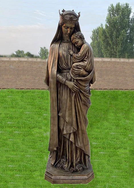 Life Size Mary Queen of Heaven with Baby Jesus Bronze Statue - 72”H