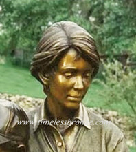 Load image into Gallery viewer, Bronze Reading Mother with Boy and Girl on Bench Statue