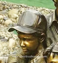 Load image into Gallery viewer, Bronze Reading Mother with Boy and Girl on Bench Statue