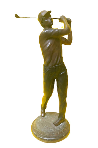 Bronze Male Golfer Swinging Sculpture