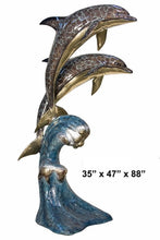 Load image into Gallery viewer, Life Size Elegant 2-Dolphin Bronze Fountain Statue