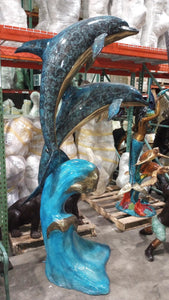 Life Size Elegant 2-Dolphin Bronze Fountain Statue