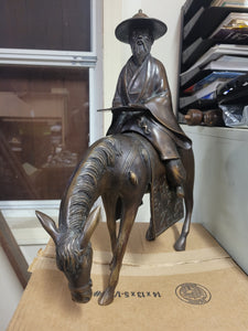 Chinese Scholar on His Horse Bronze Sculpture