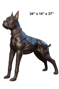 Alert Bronze Boxer Dog Sculpture and Statue