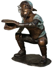 Load image into Gallery viewer, Bronze Kneeling Baseball Catcher Statue