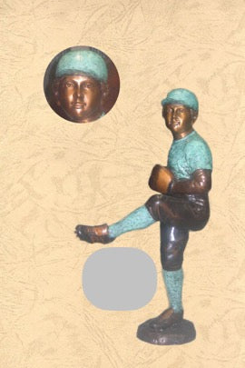 36”H Alert Bronze Baseball Pitcher Sculpture and Statue