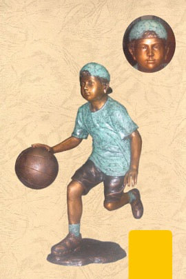 Basketball Player Bouncing Ball Bronze Statue