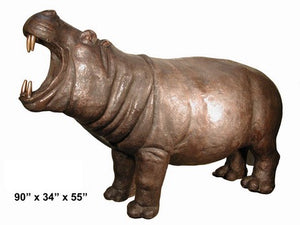 Bronze Life Size Hippo Statue with Open Mouth