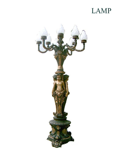 Bronze Vintage Trio of Cherub Lamp Post Lighting