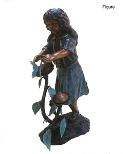 Large Bronze Girl with Butterfly Fountain Statue