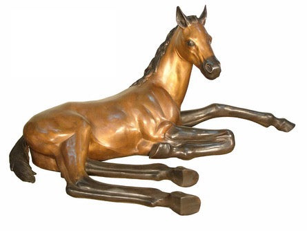 Life Size Bronze Laying Down Horse Statue