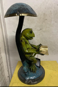 Bronze Reading Frog with Book Statue