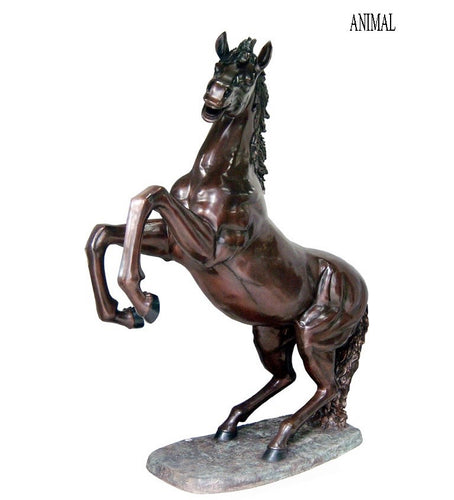 Bronze Rearing Life Size Horse Statue on Base