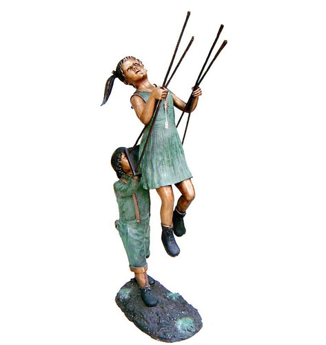 Life Size Bronze Boy and Girl Swing Statue