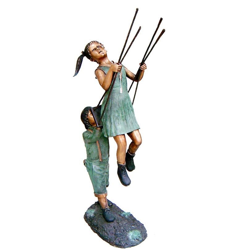 Life Size Bronze Boy and Girl Swing Statue