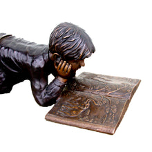 Load image into Gallery viewer, Busy Reading Boy Statue Bronze Sculpture